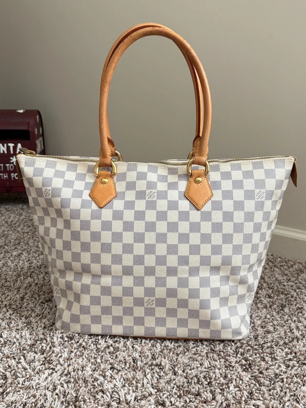 Authentic Louis Vuitton Saleya MM Azur Canvas